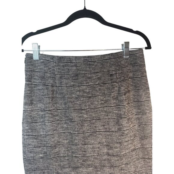 Banana Republic Size 4 Plaid Wool Blend Skirt Gray Black White - Picture 10 of 12
